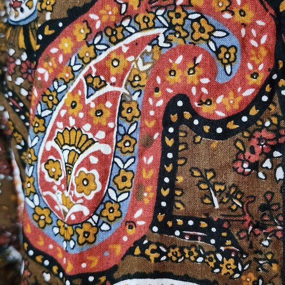 Roamans Dress Womens Plus Size 18W Brown Paisley Short Sleeve Maxi Cotton Boho - Picture 3 of 9